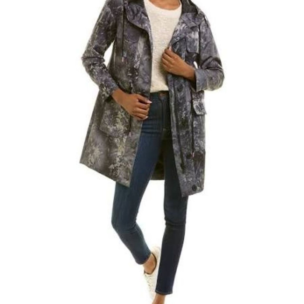 Avec Les Filles 69222 Jacket Hooded Utility Rain Ano - Gray; NWT,‎ Medium